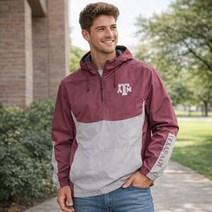 Texas A&M Aggies Jacket Colosseum Pullover Windbreaker Maroon Gray Men's Large